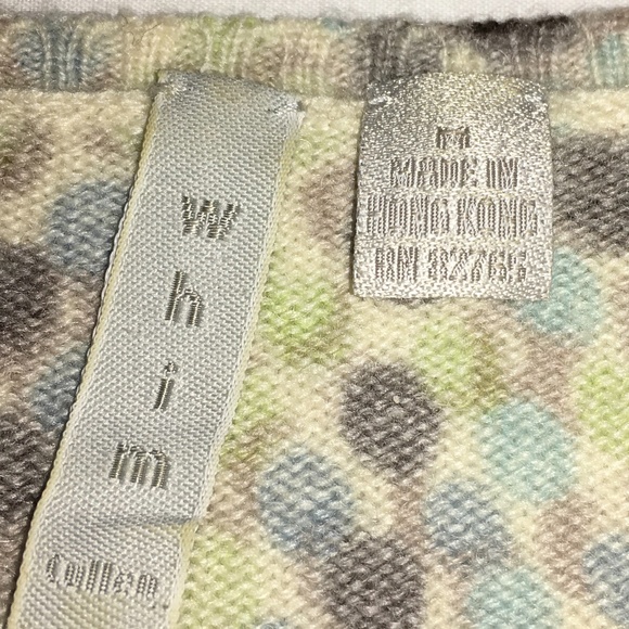 WHIM 100% Cashmere Sweater Blue Brown Green Dots - Picture 3 of 8